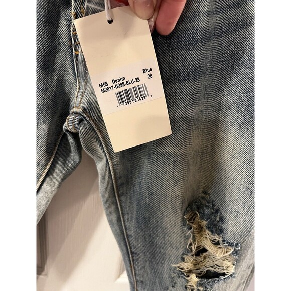 MNML Jeans Mens Sz 28 Distressed Destroyed Button Fly Slim grunge streetwear New - Picture 5 of 14